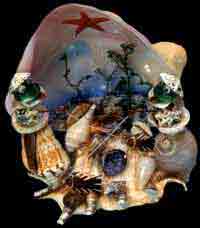 Frogs Fishing Ocean Scene